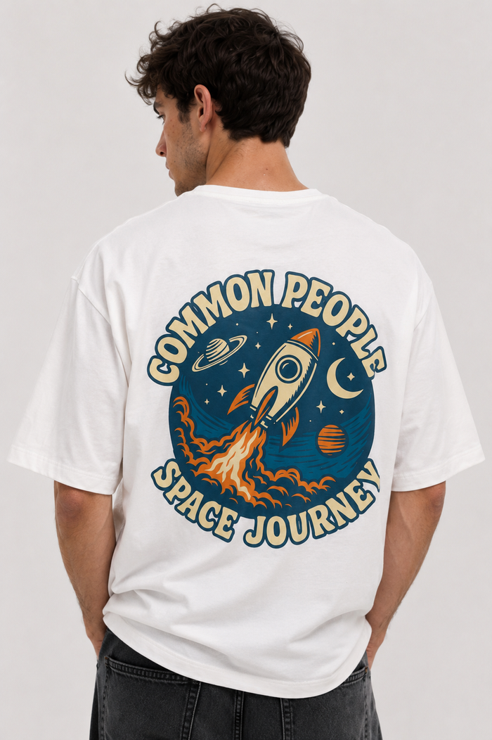 Space Journey - Off - White - Oversized T-shirt