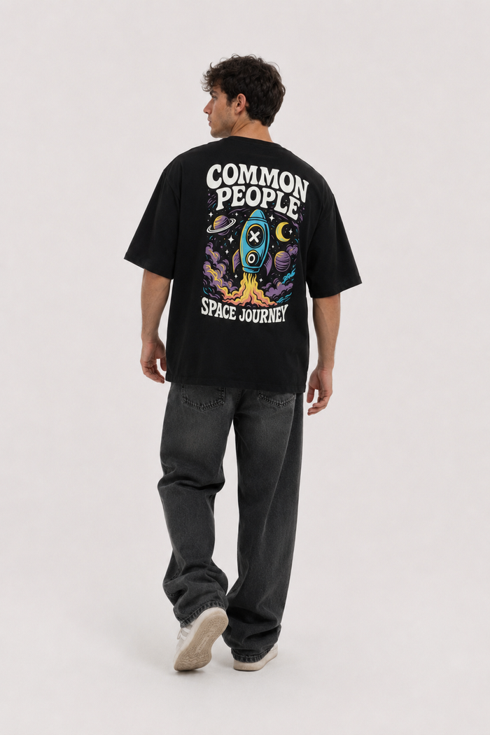 Space Journey - Black - Oversized T-shirt