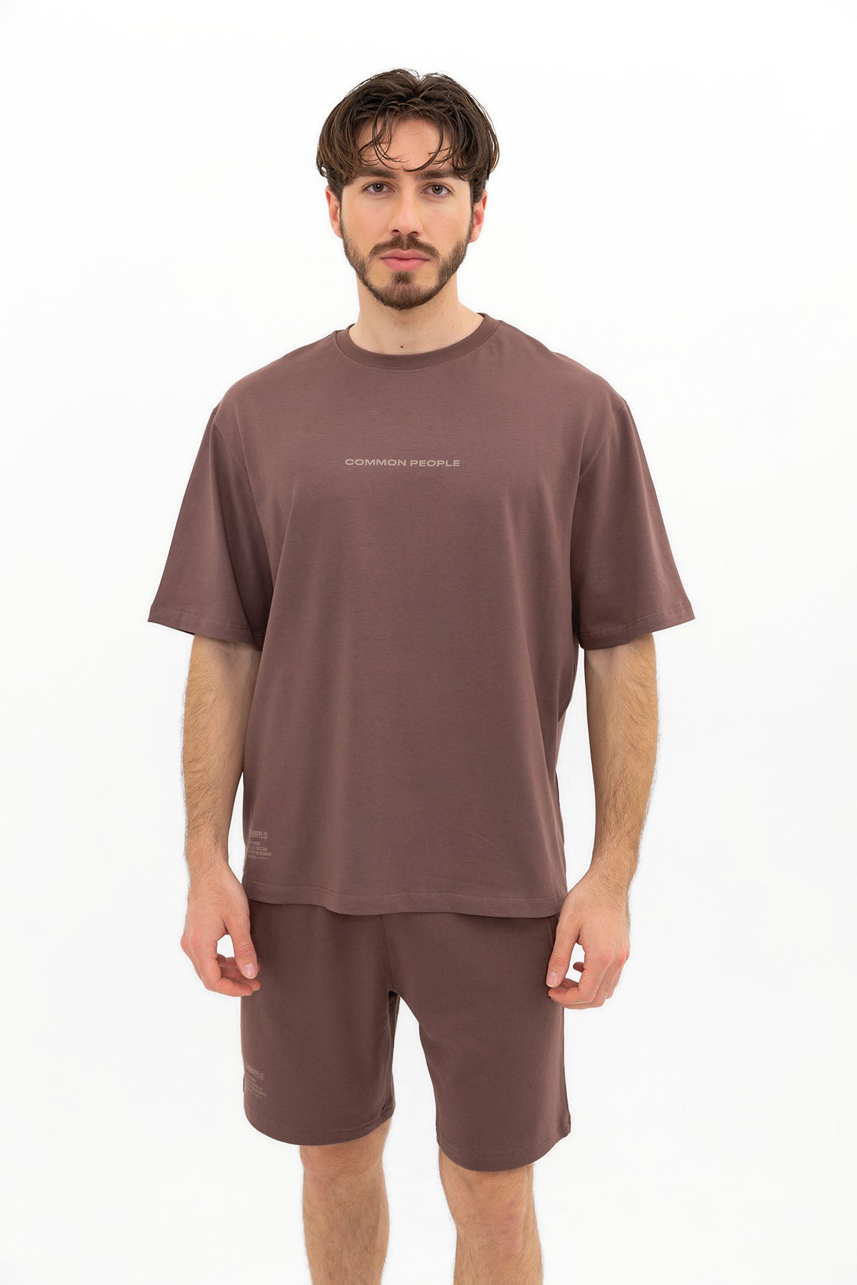 Infinite Web Sepia Kahve Oversize T-shirt