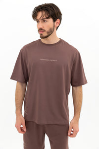 Infinite Web Sepia Kahve Oversize T-shirt