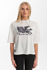 Pegasus Ekru Oversize Crop T-shirt