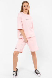 Logo Blush Pink Oversize Crop T-shirt