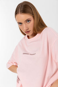 Logo Blush Pink Oversize Crop T-shirt