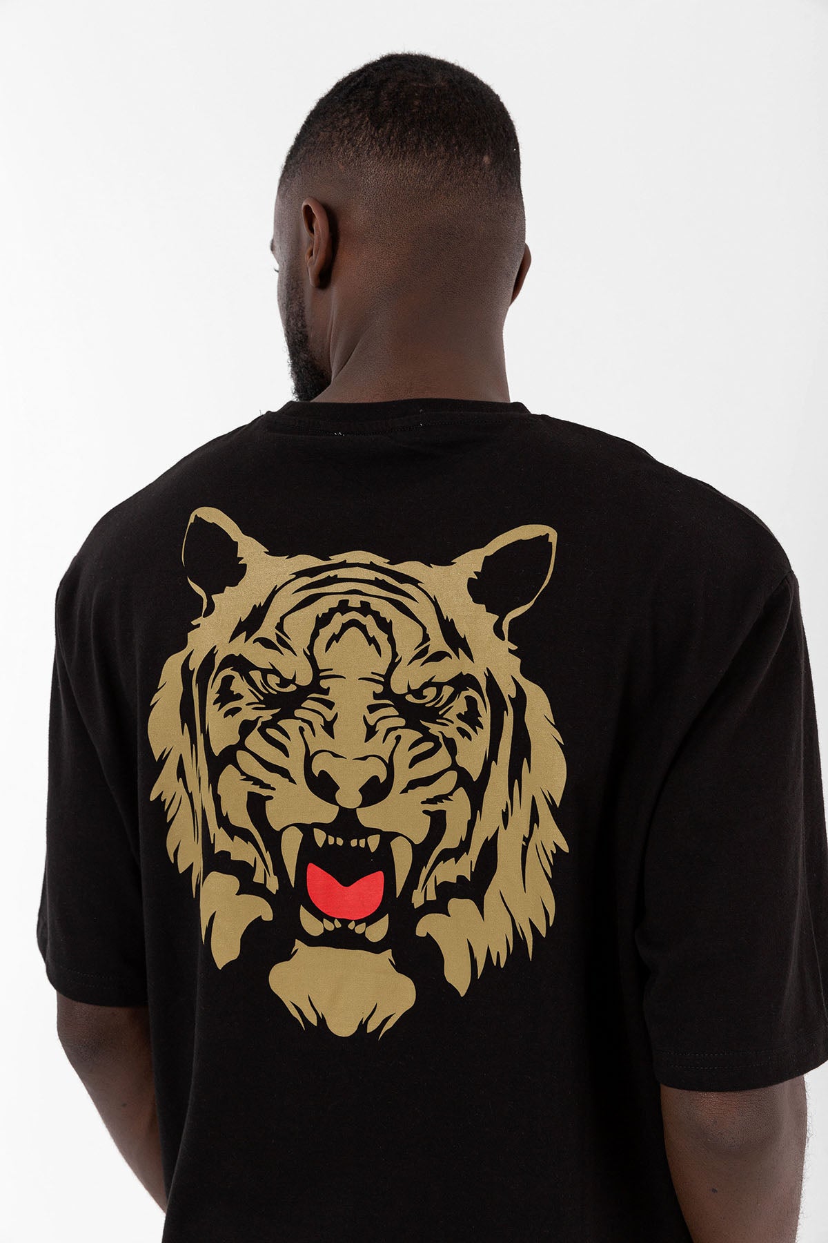 Angry Tiger Siyah Oversize T-shirt