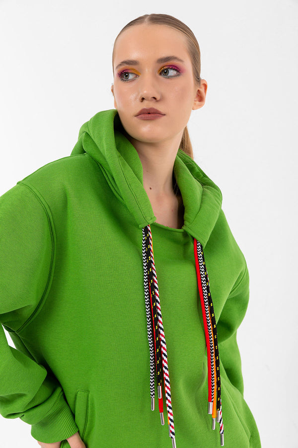 Multicord Oversize Hoodie Leaf Green