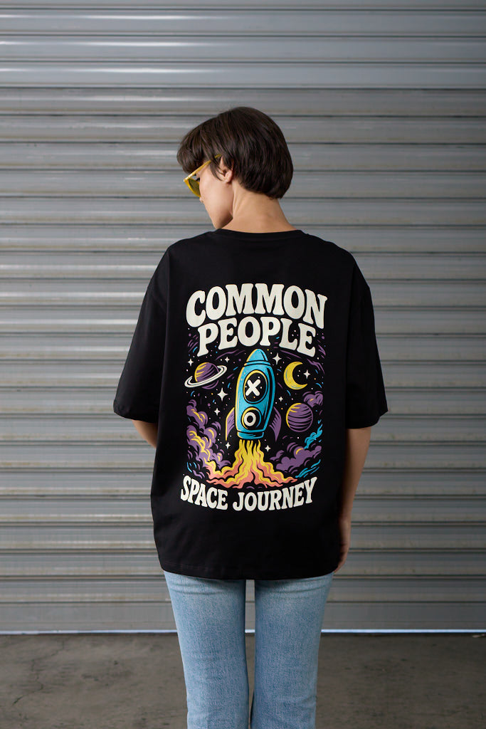 Space Journey -  Black - Oversized T-shirt