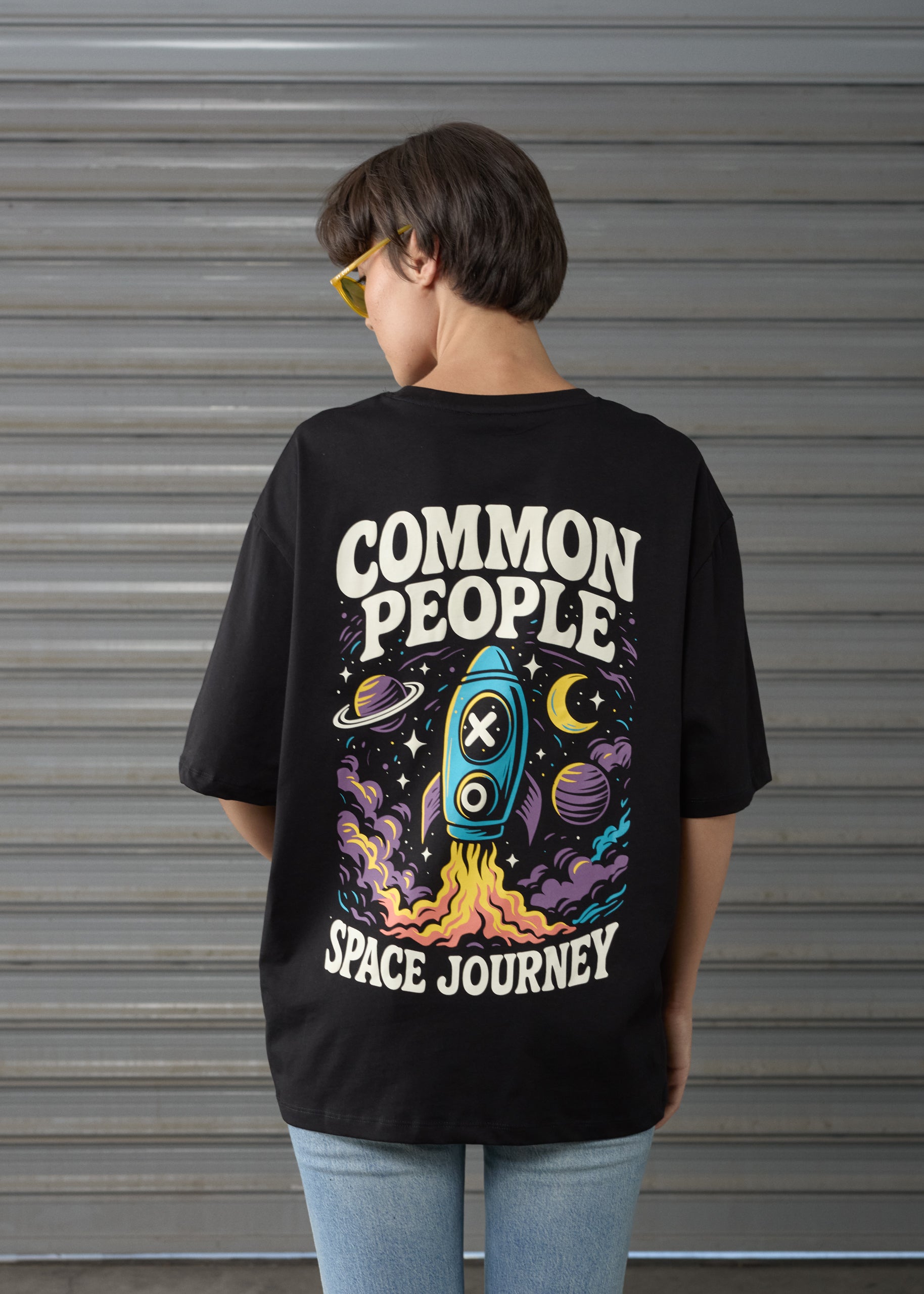 Space Journey -  Black - Oversized T-shirt