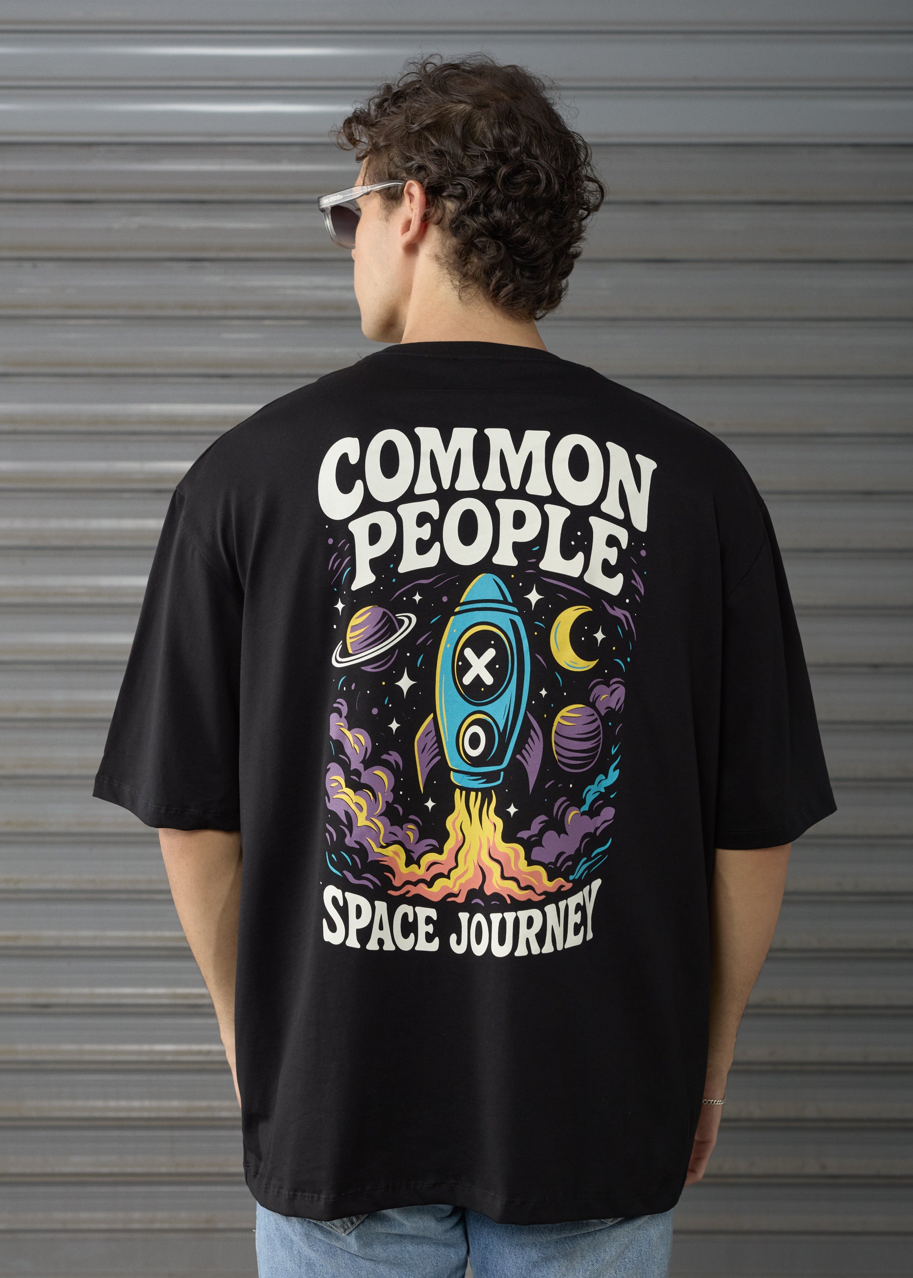 Space Journey - Black - Oversized T-shirt