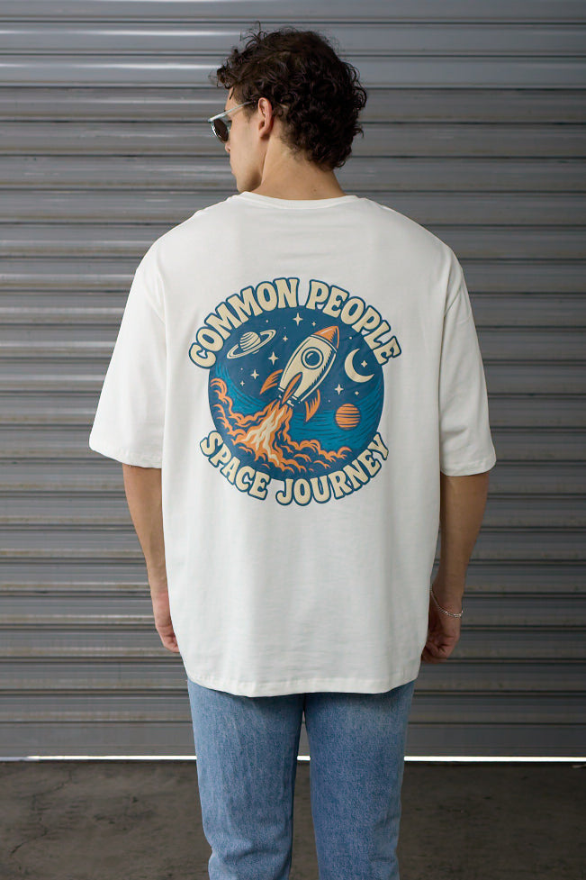 Space Journey - Off - White - Oversized T-shirt