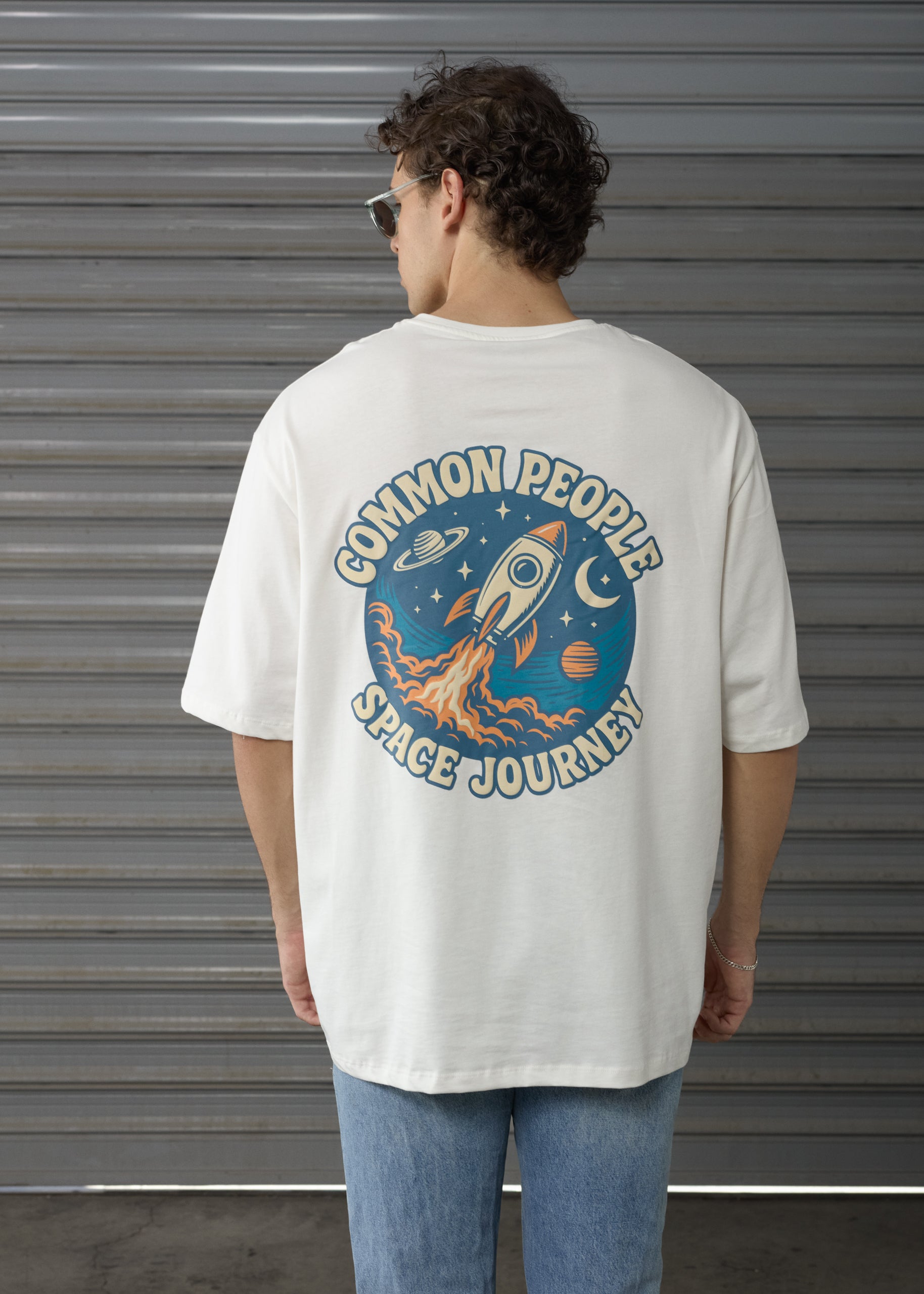 Space Journey - Off - White - Oversized T-shirt