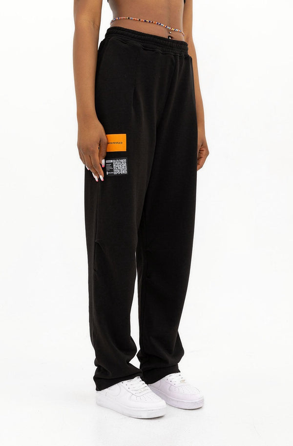 Loose Fit Draped Sweatpants - Black