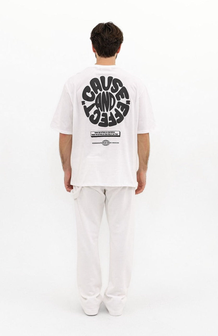 Cause & Effect Beyaz Oversize T-shirt
