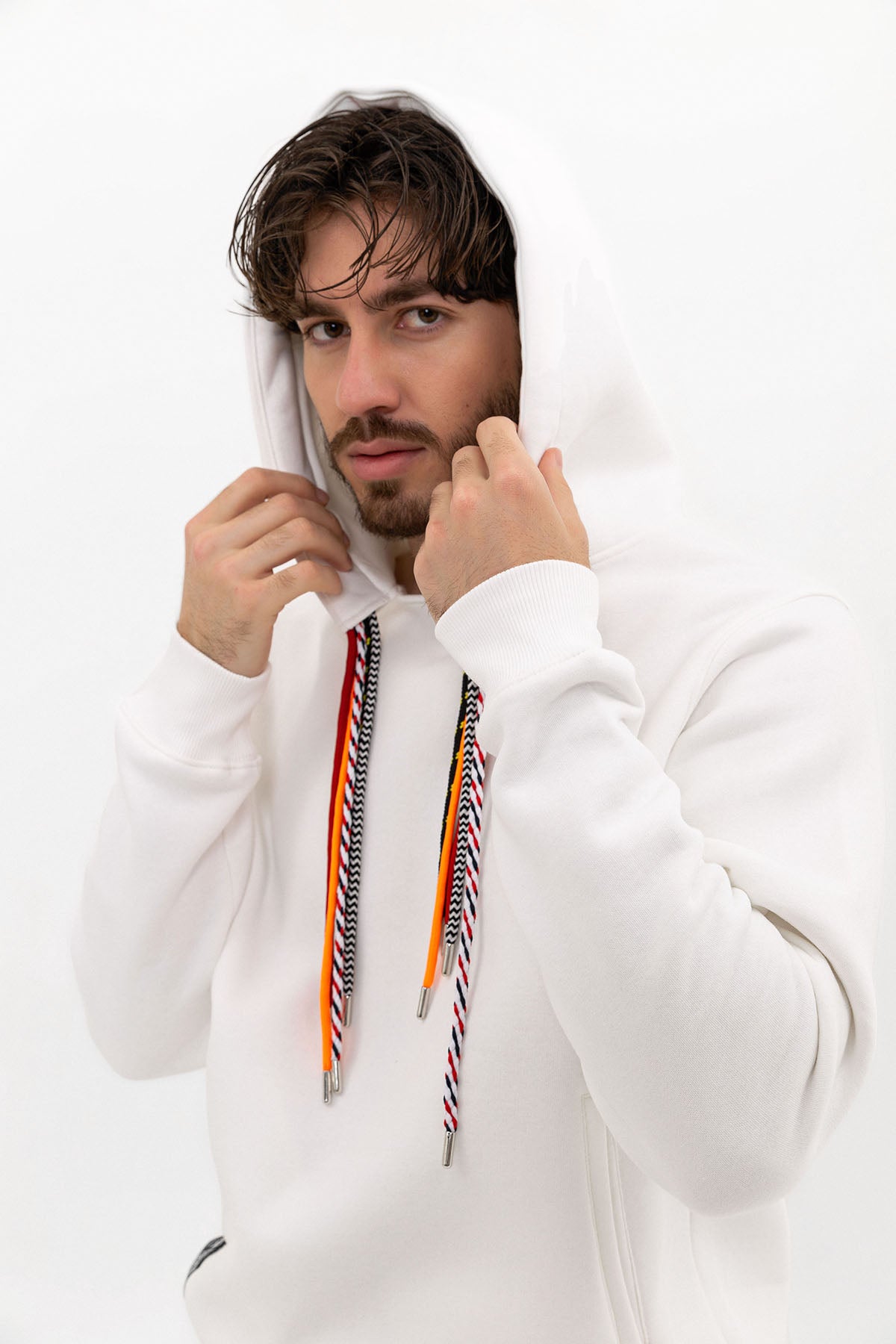 Multi-Cord Oversized Hoodie Off-white