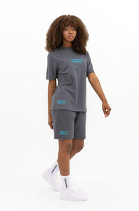 Logo Demir Gri Oversize T-shirt