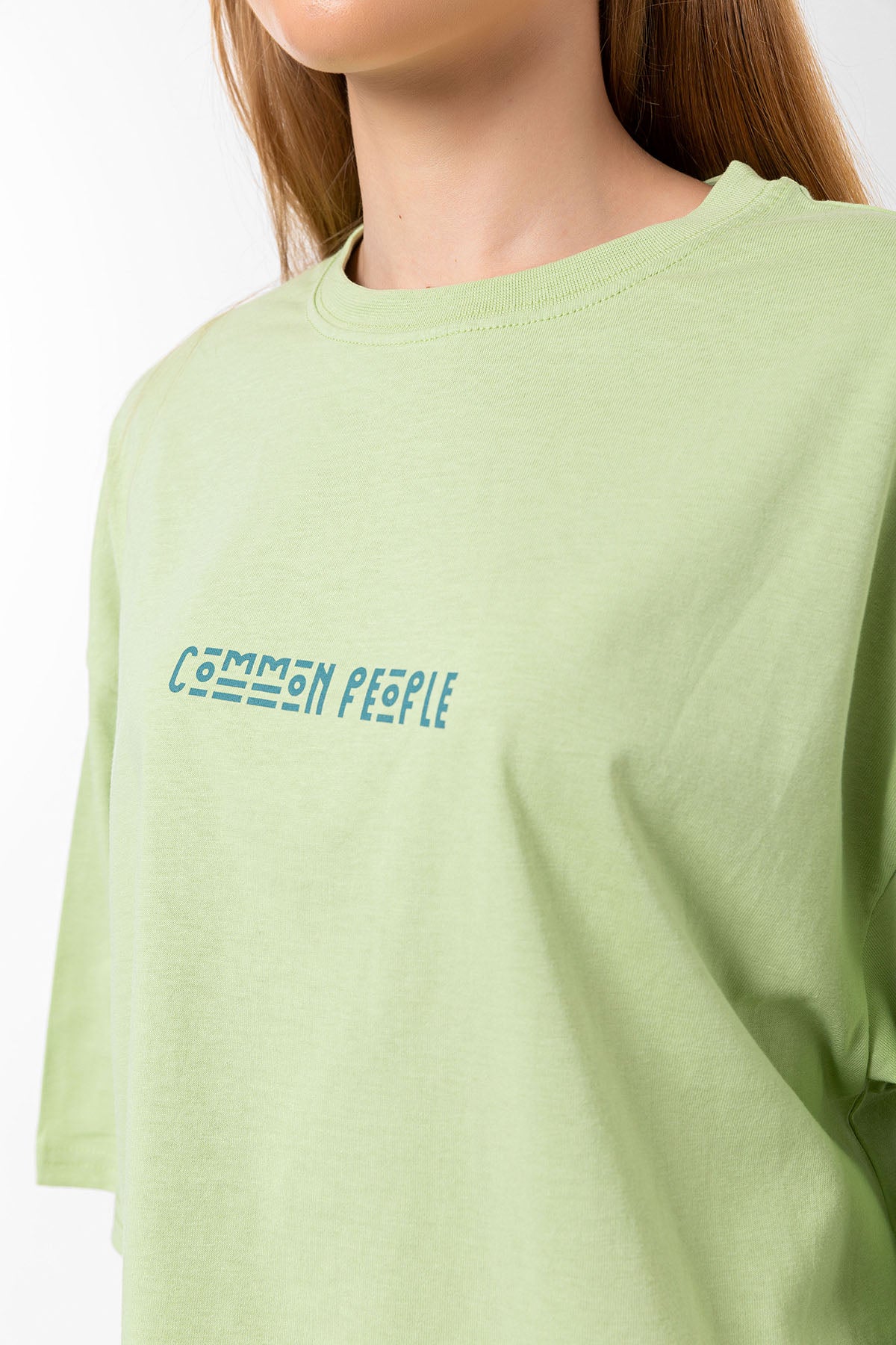 Logo Foam Green Oversized Cropped T-shirt