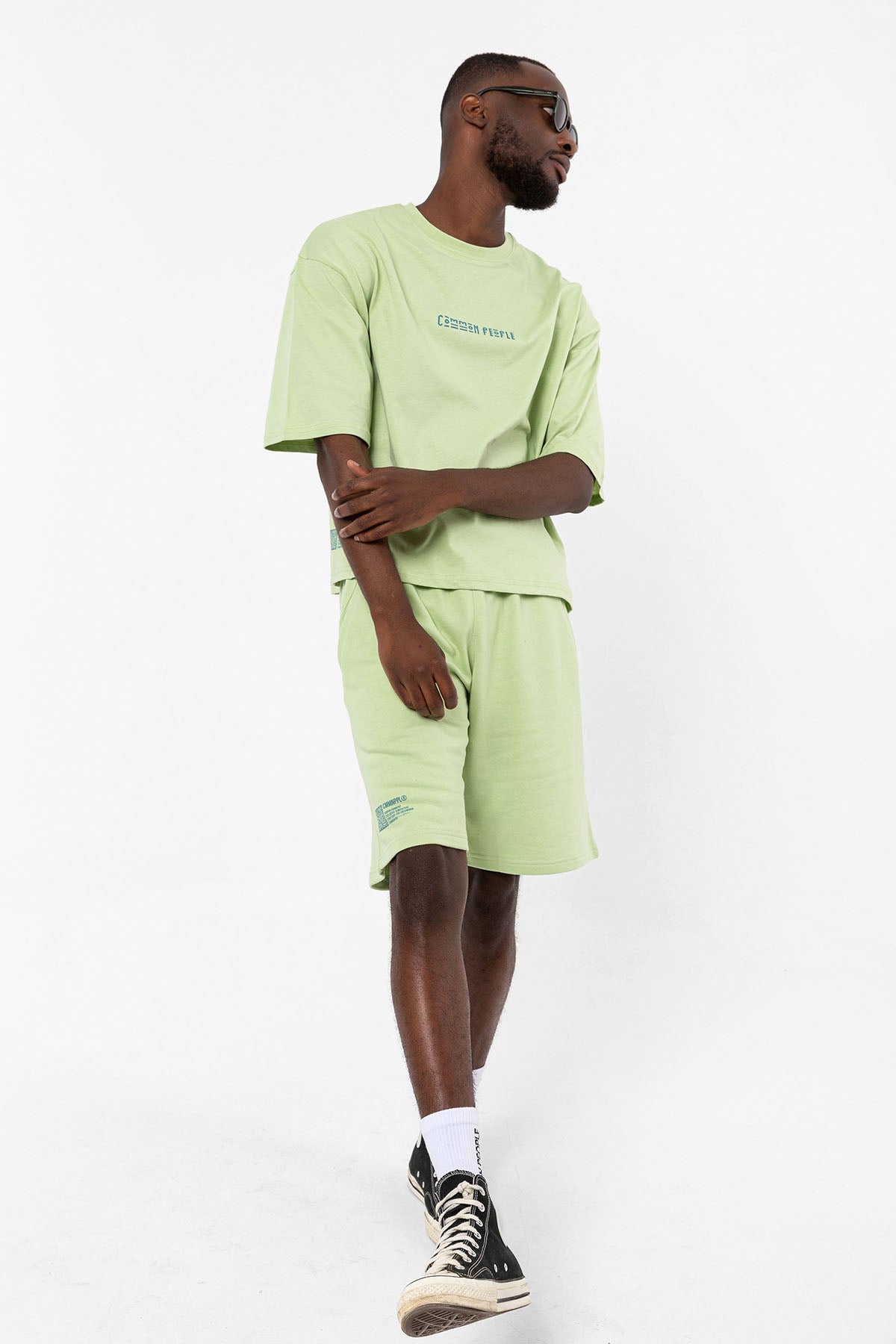 Logo Foam Green Oversized Cropped T-shirt