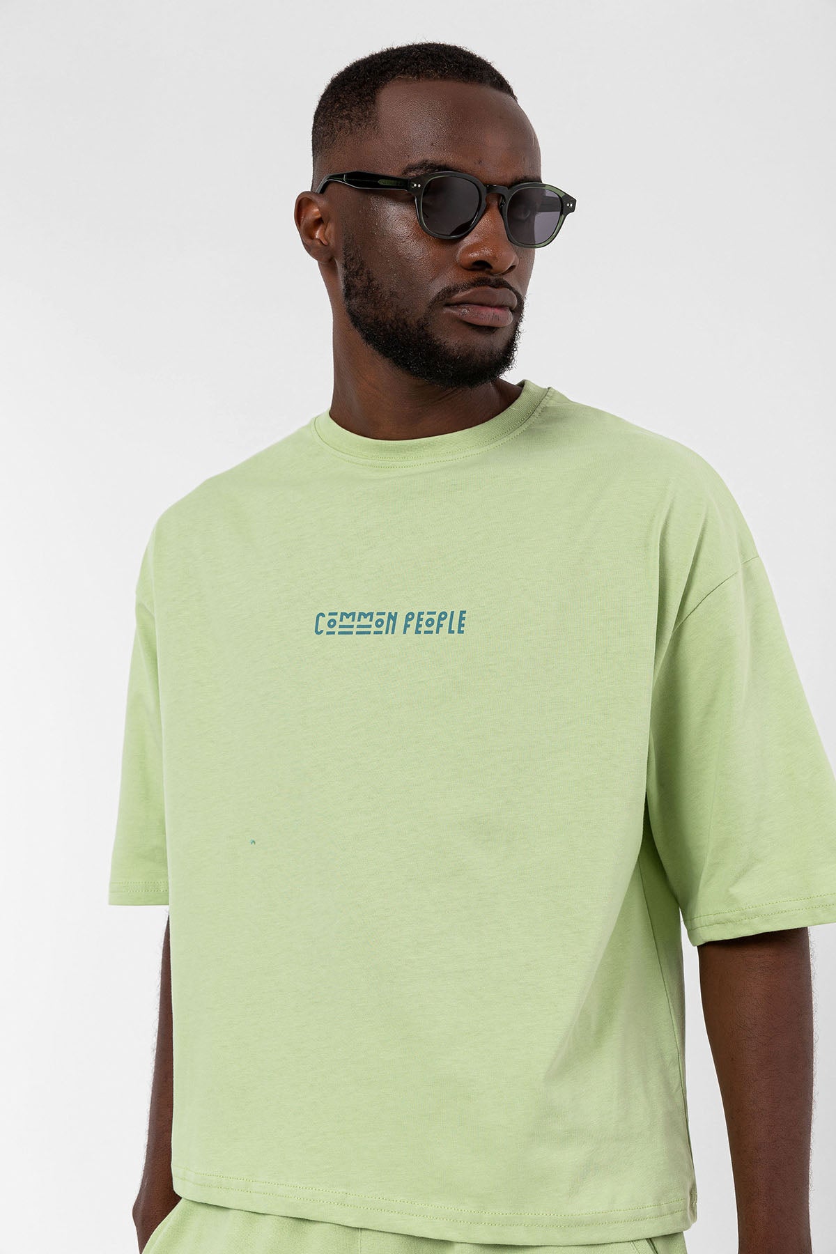 Logo Foam Green Oversize Kısa T-shirt