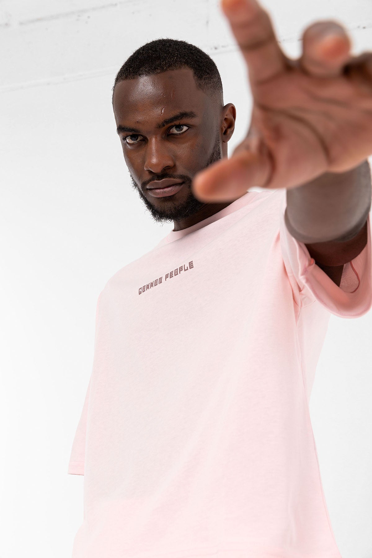 Logo Blush Pink Oversize Kısa T-shirt
