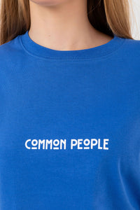Logo Moody Blue Oversized Cropped T-shirt